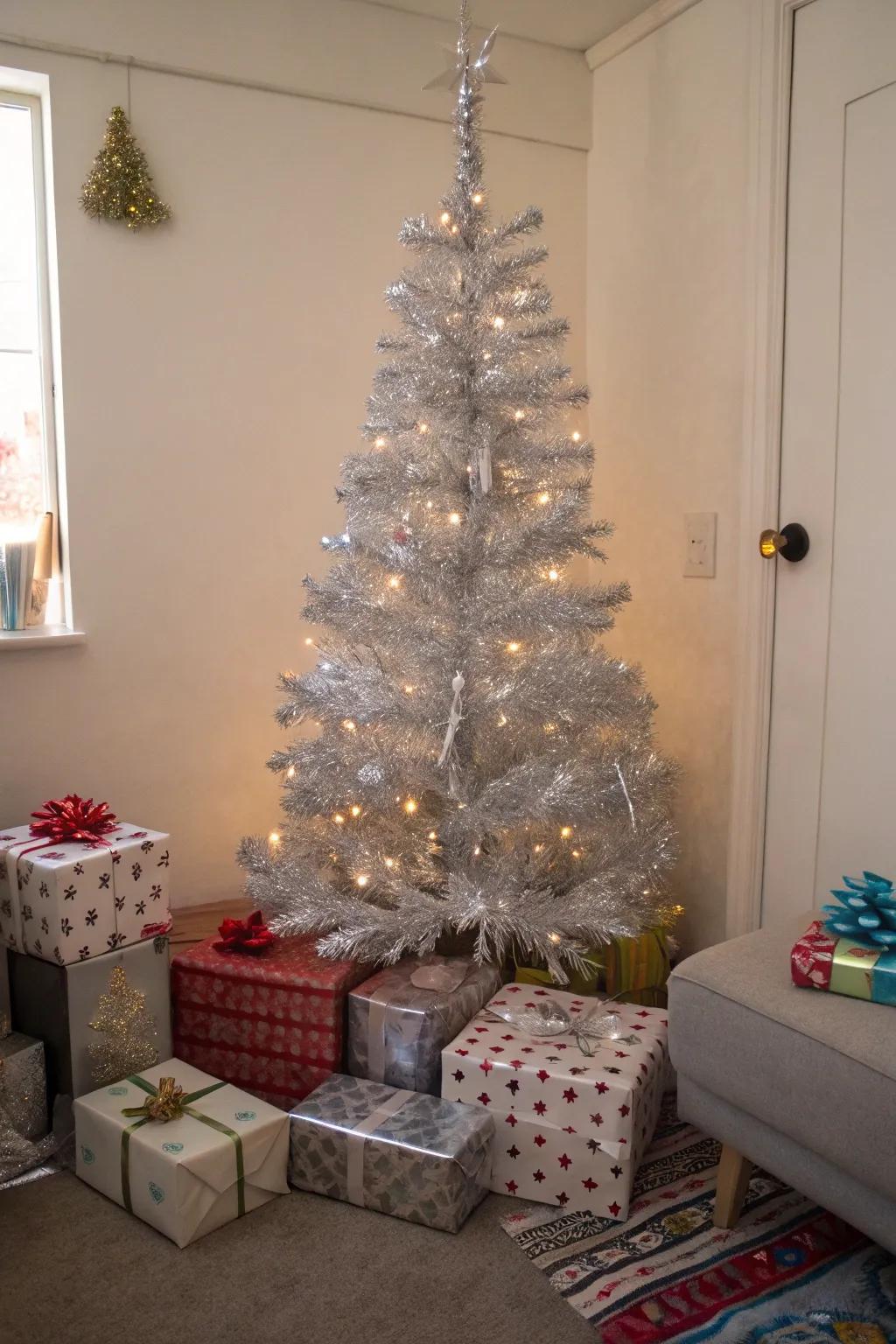 An original evergreen crafted entirely from glittery strands.