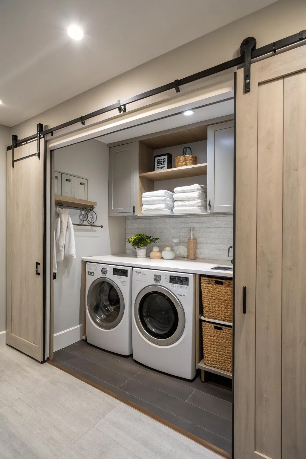 Sliding doors ensure ease of access with a refined appearance.