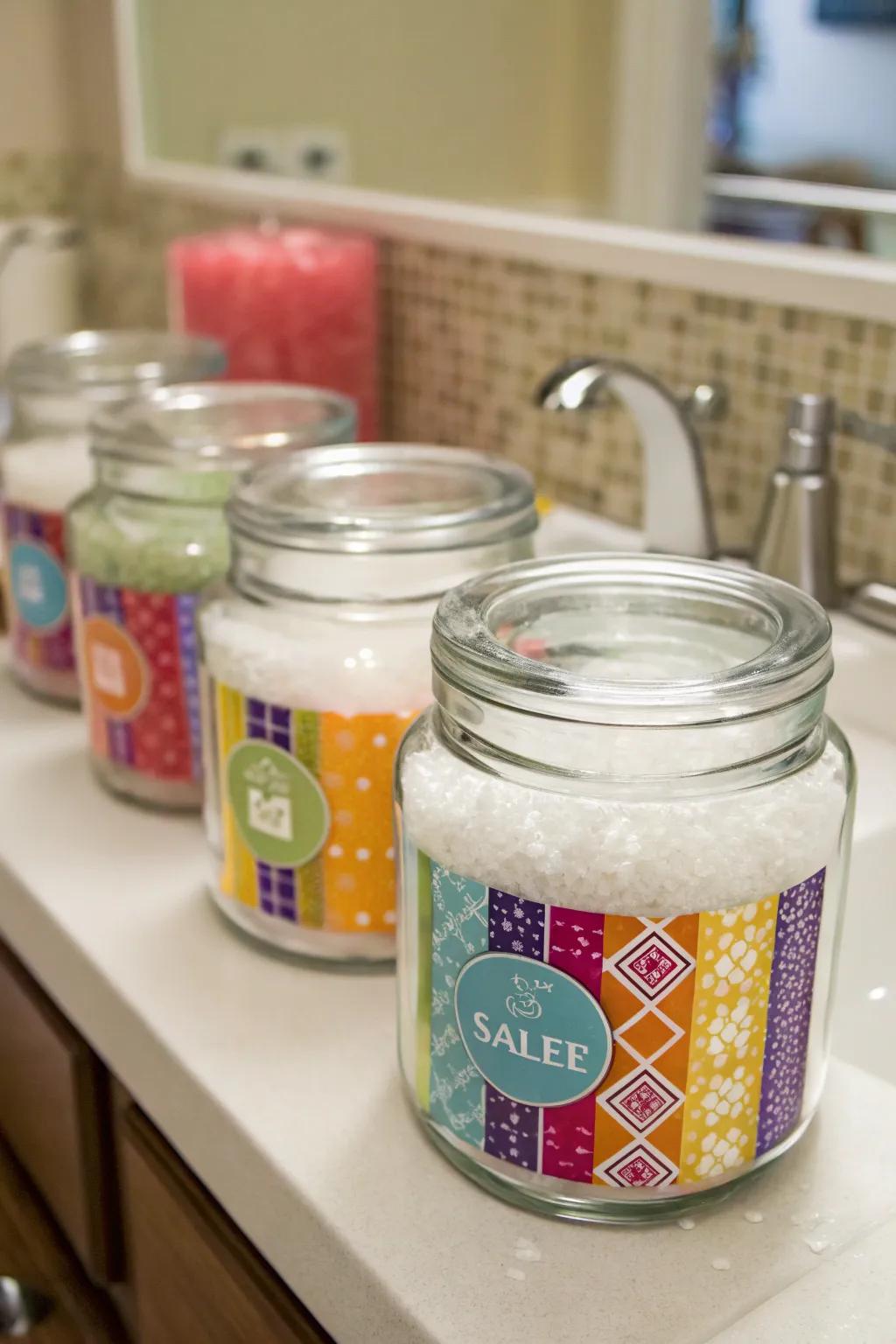 Custom labels making Epsom salt storage even better