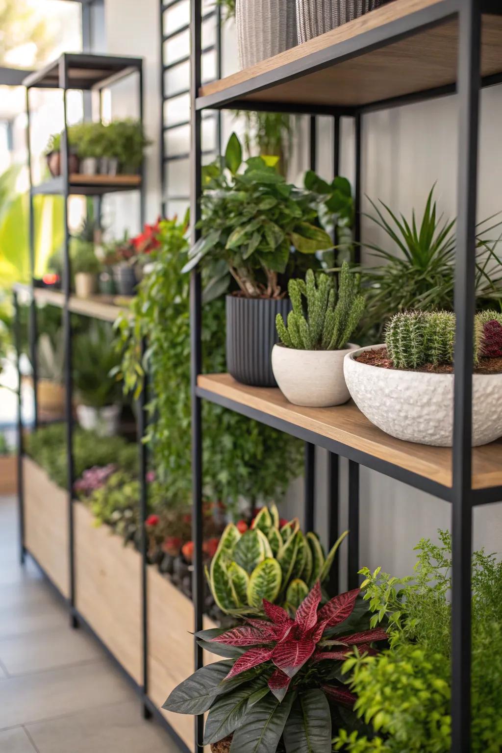 Turn your shelves into a vibrant plant display.