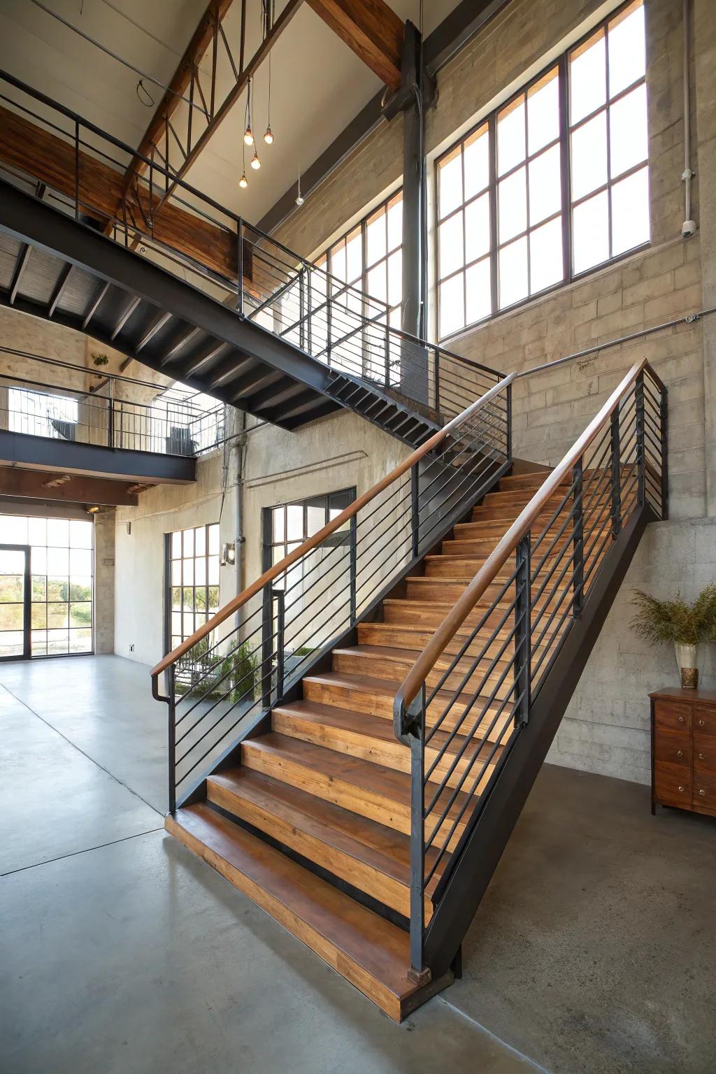 Modern metal railings offer a daring and up to date touch.