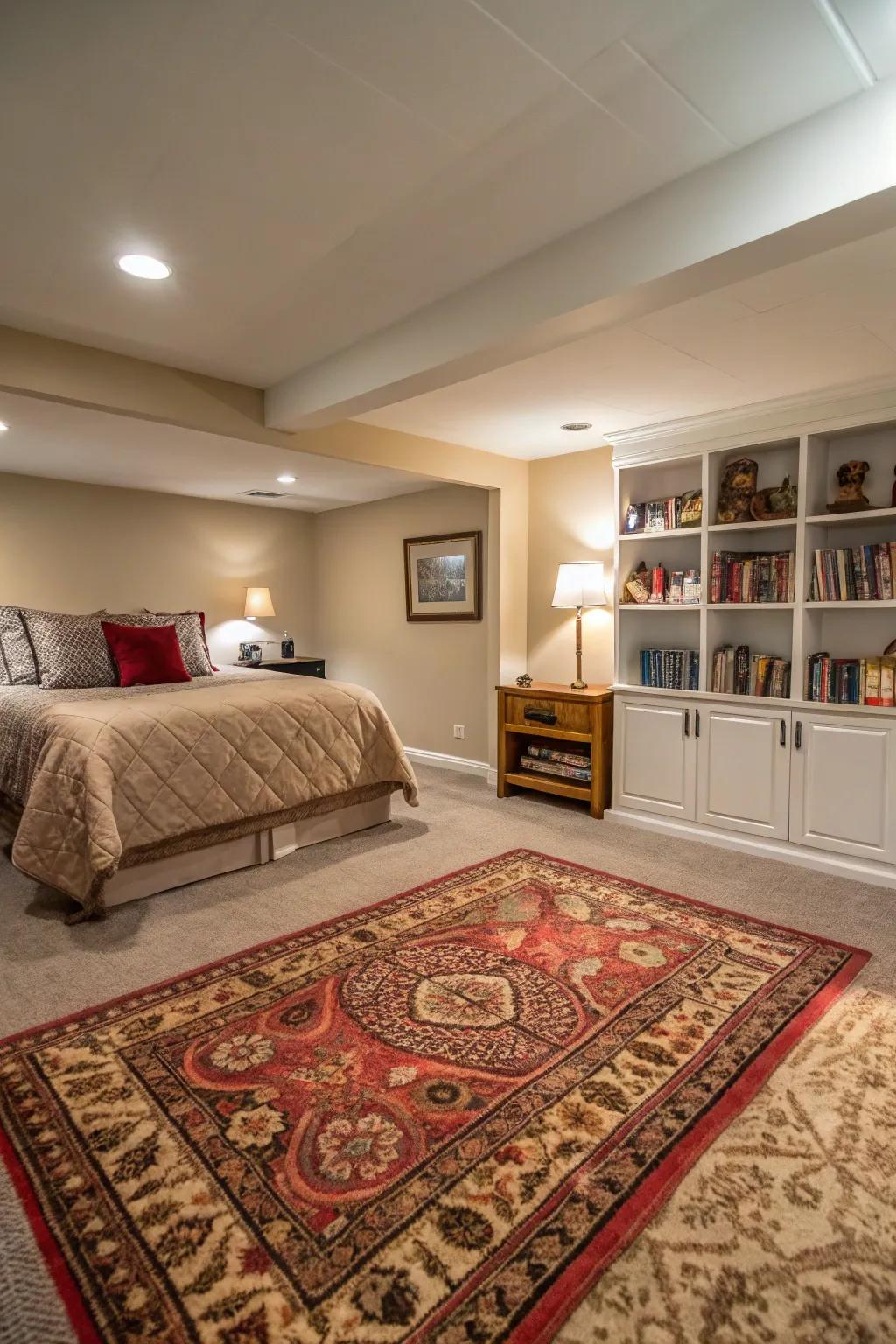 Area rugs infuse warmth and define zones.