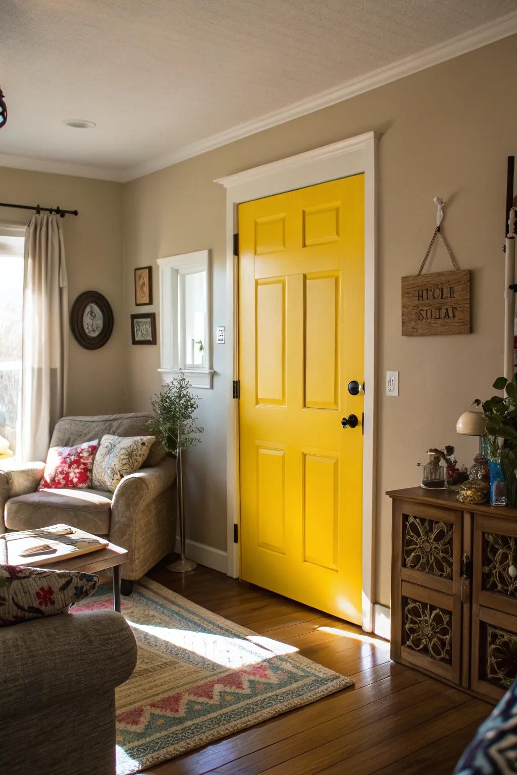 A golden door brightening up the room.