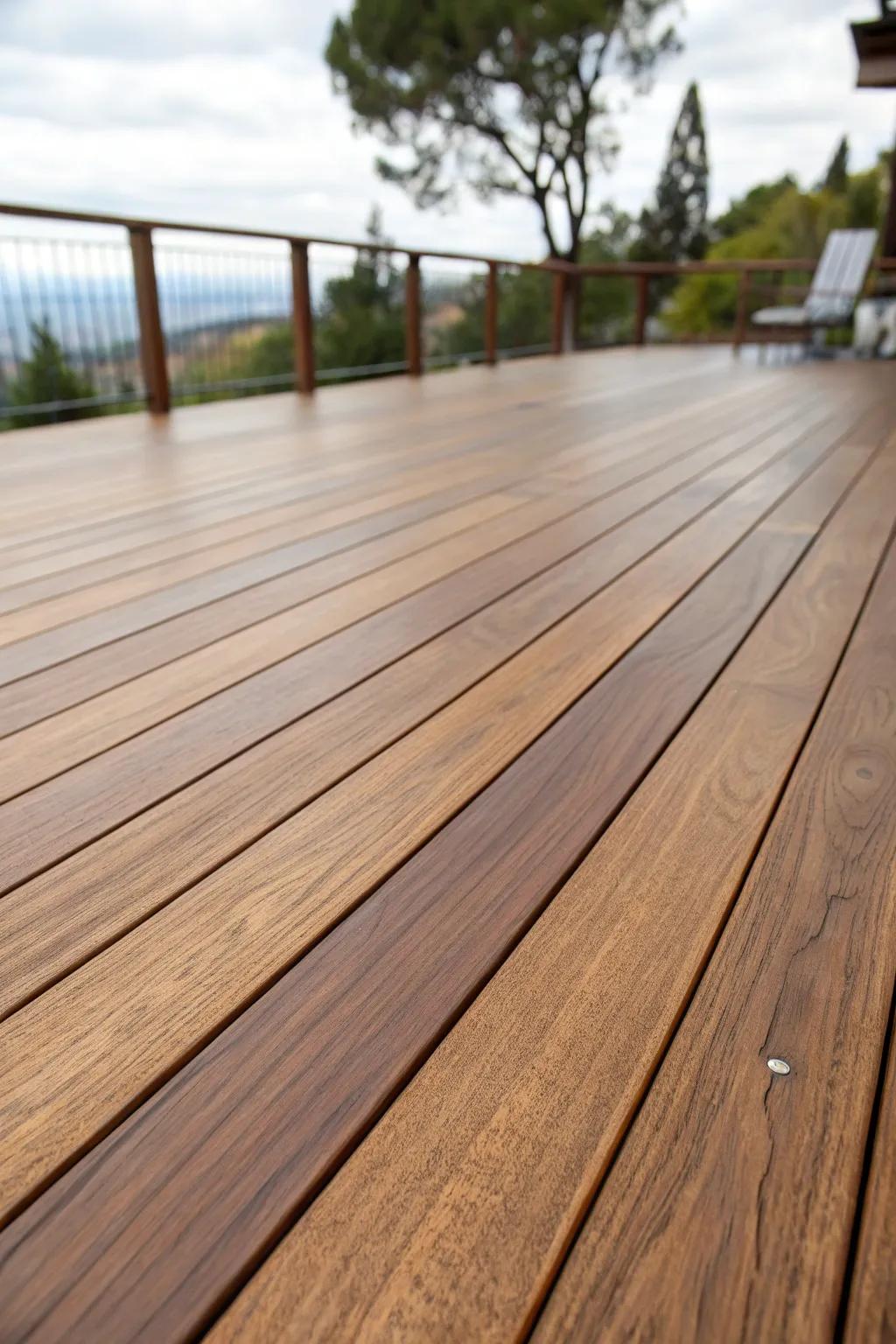 The inherent charm of ipe lumber is highlighted by a see-through finish.