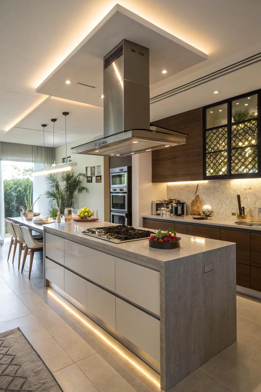 Built-in lighting in a range hood is both functional and stylish.
