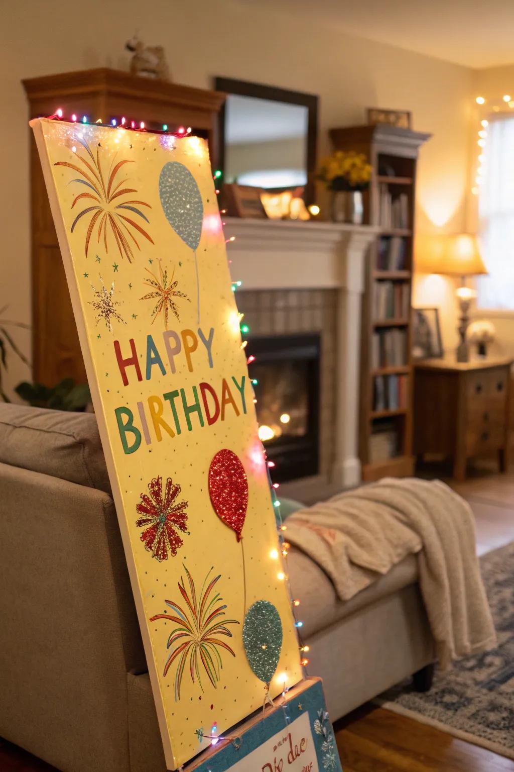 A sparkling birthday board inspired by the fireworks of July.