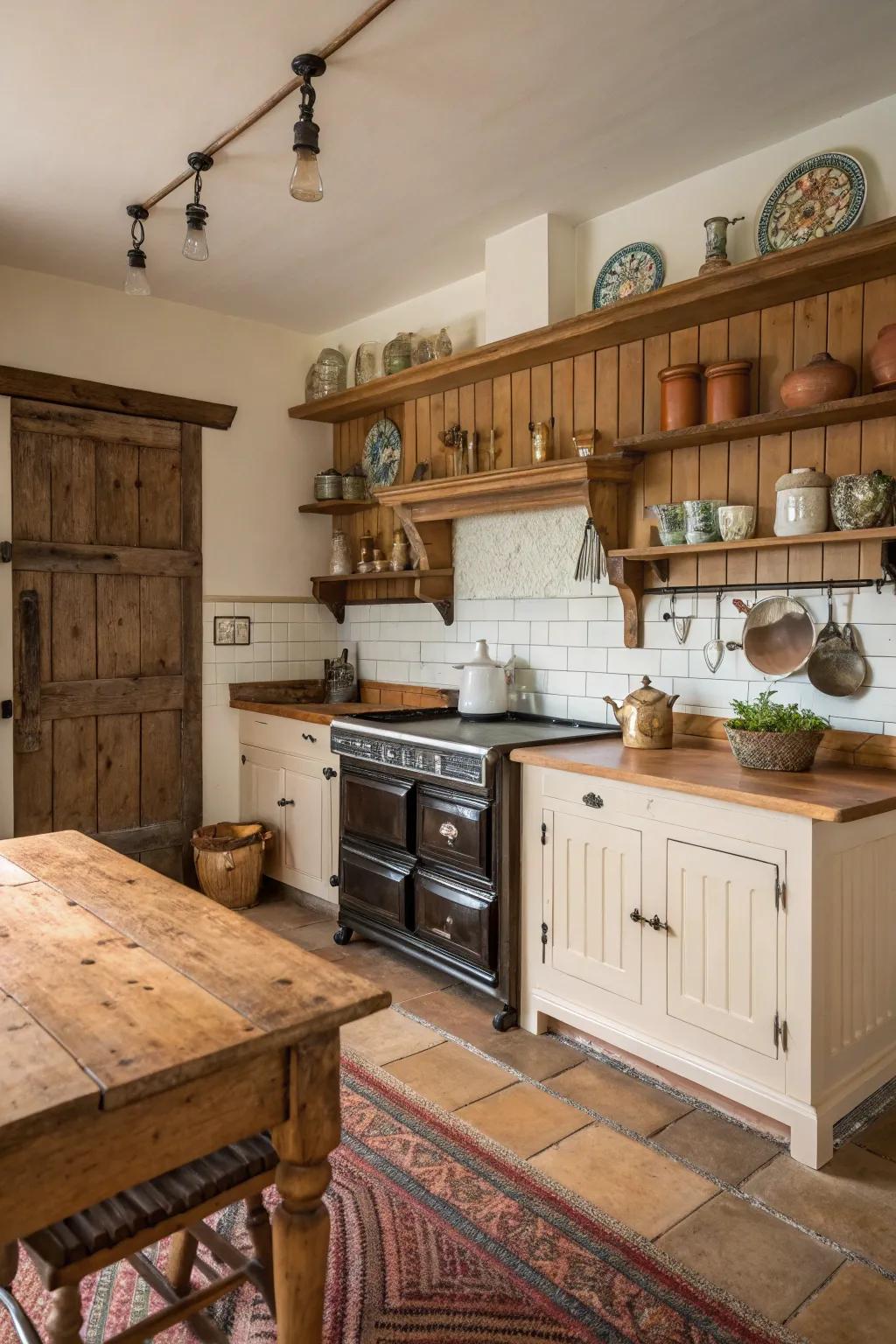 Rustic wood borders imbue your kitchen with warmth and timeless charm.