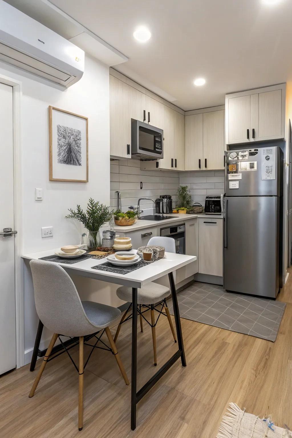 Get the most out of small places with a small island meal table set.