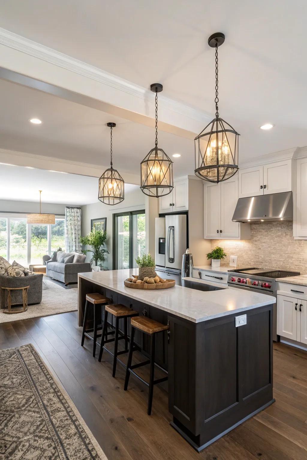 Contemporary lighting fixtures provide both style and function.