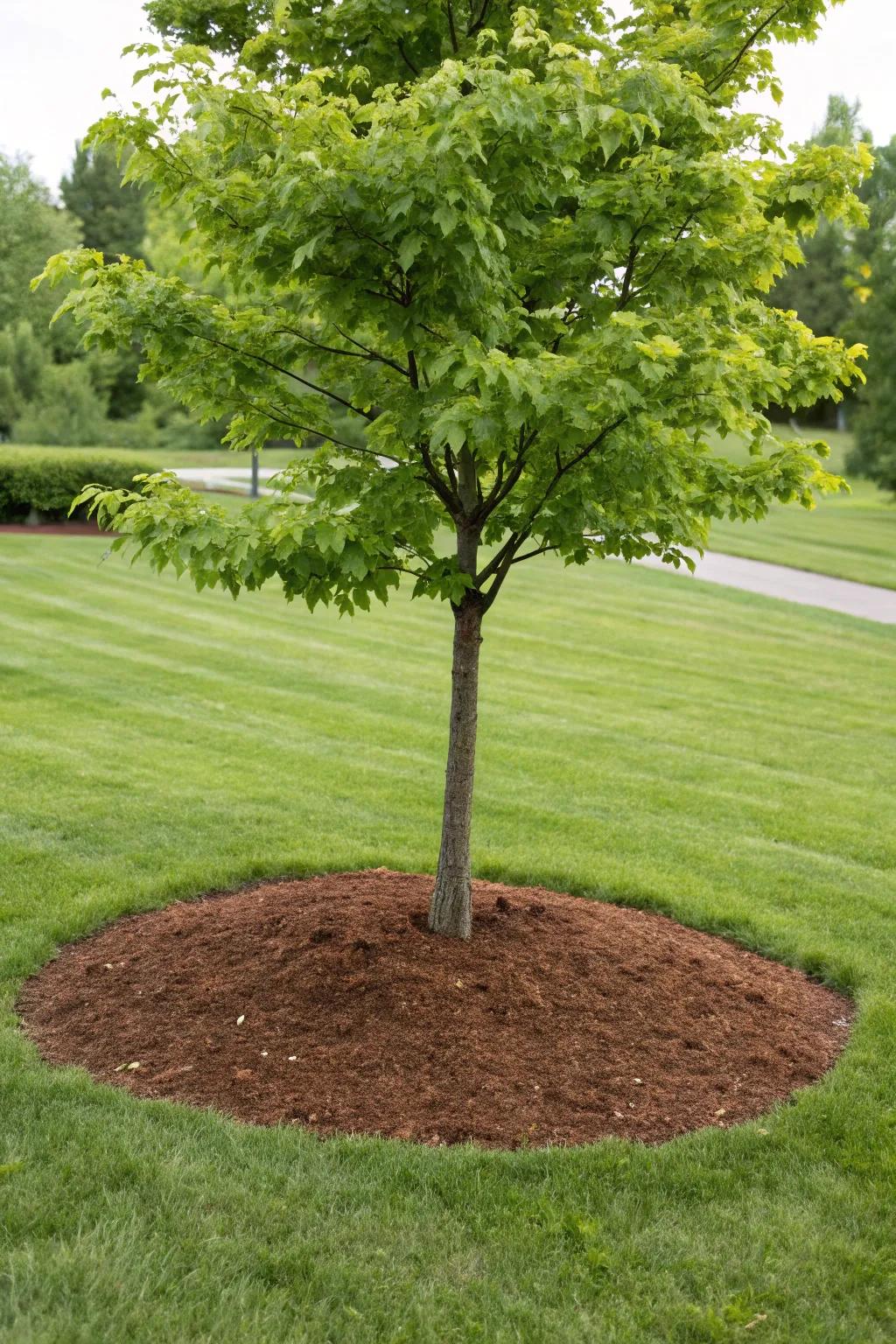 Mulch keeps your tree looking tidy and well-cared-for.