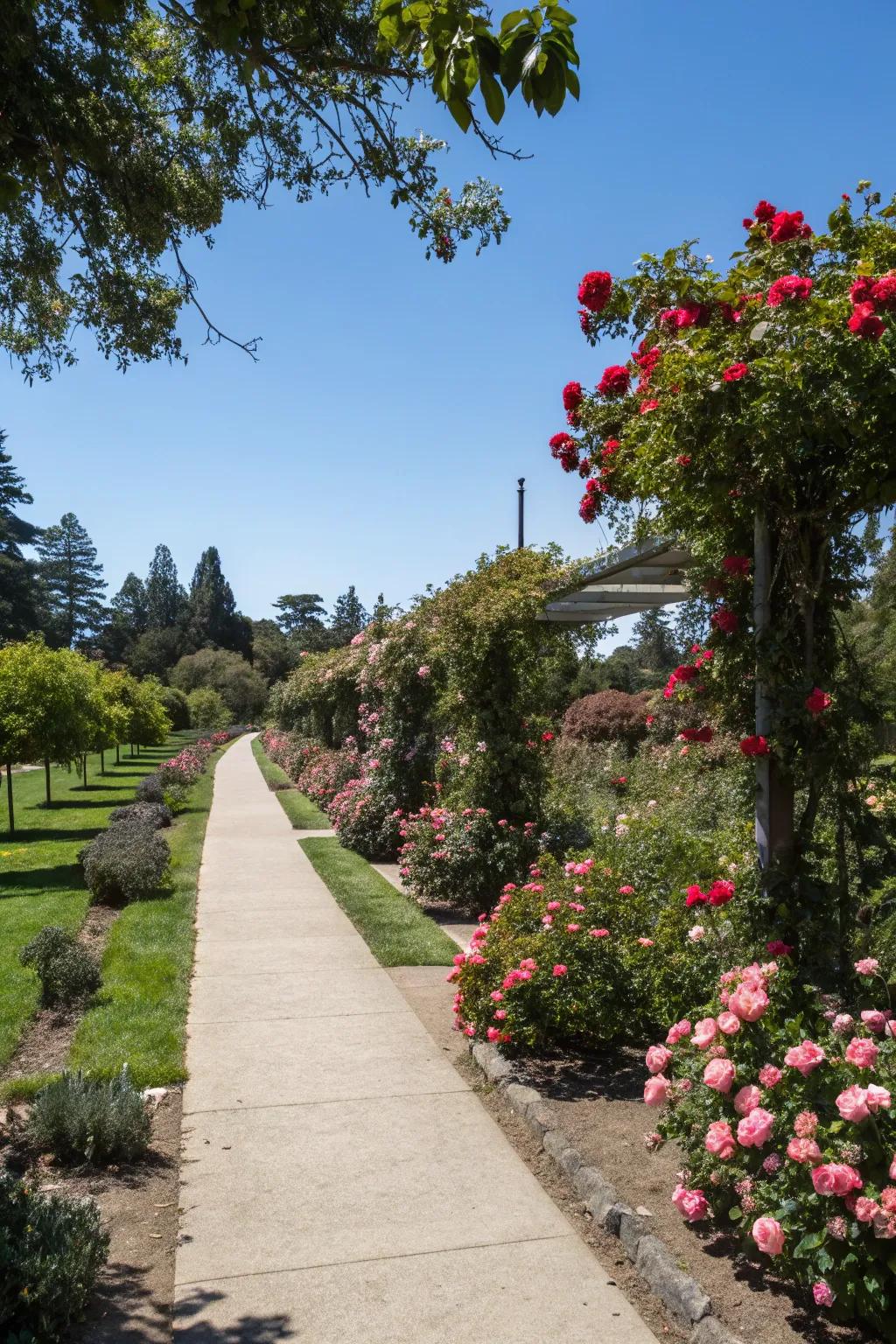 Craft a colorful pathway using radiant roses.
