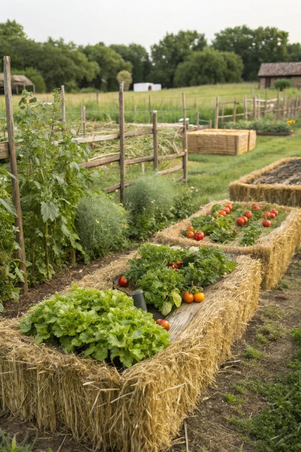 Straw bales are a great eco-friendly choice for raised garden beds.