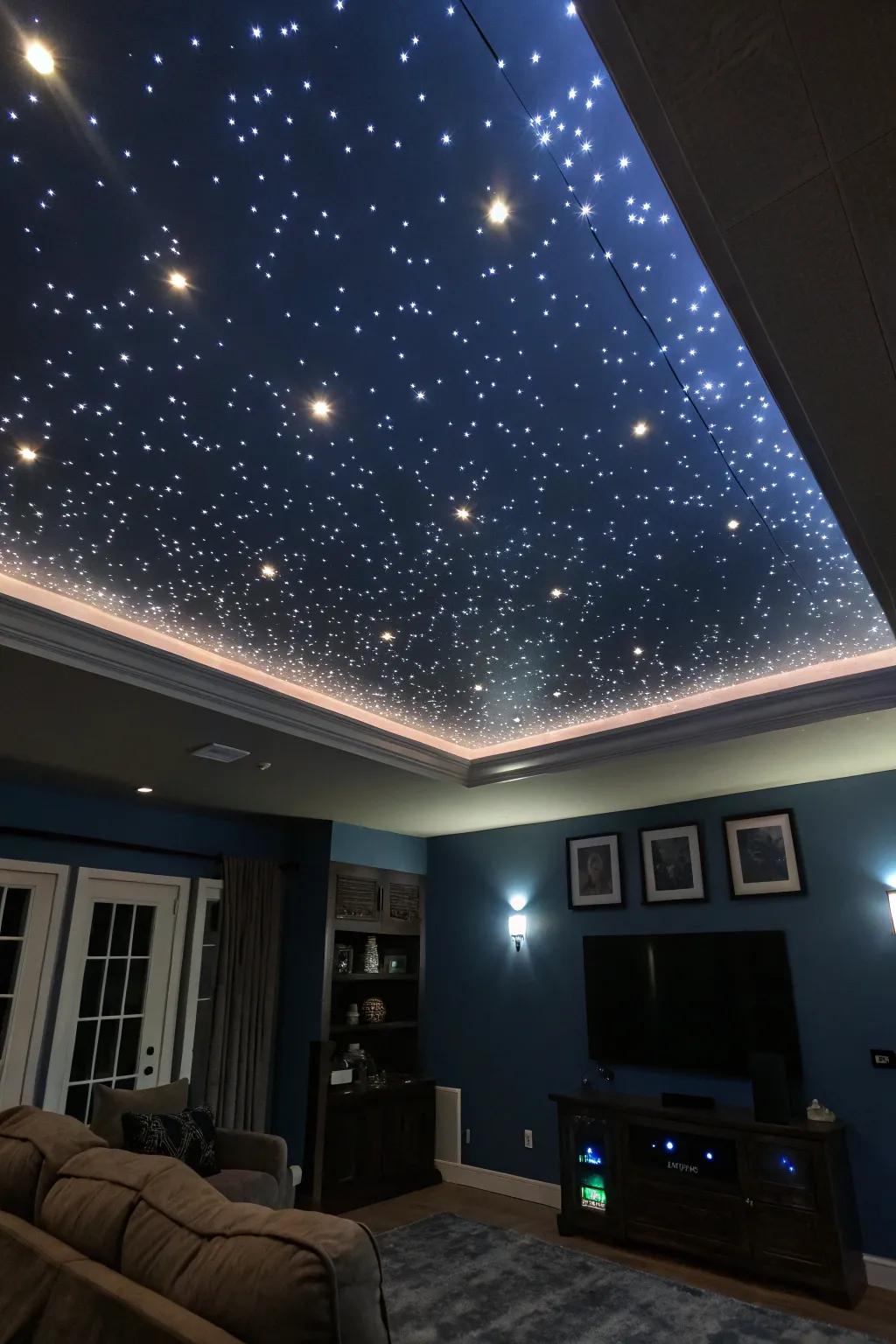 Usher the allure of a celestial vista into your abode via ceiling LED illuminations.