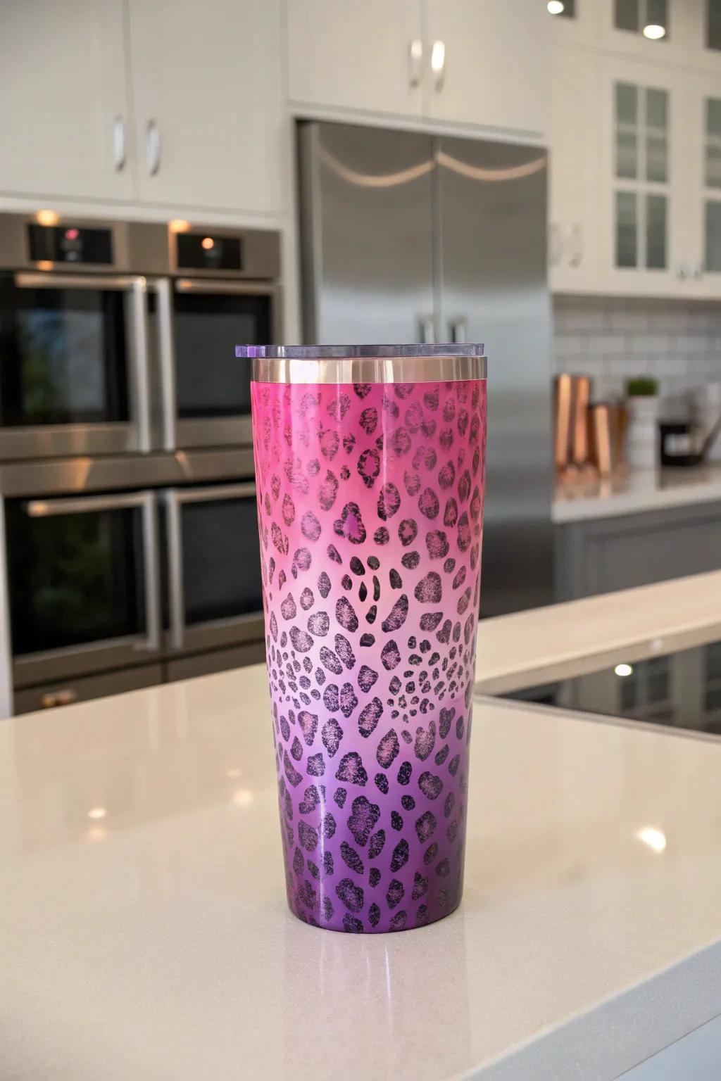 Blended jungle cat print cups bring a hint of sophistication to any scene.