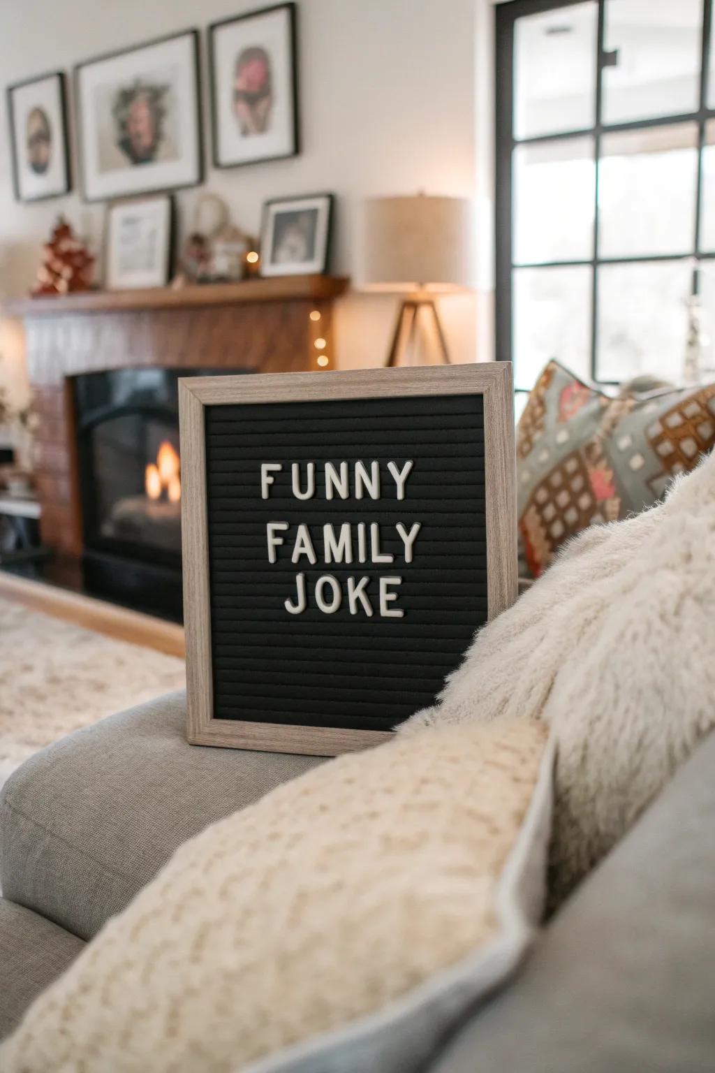 Keep the chuckles coming with a well-loved family joke displayed on your board.