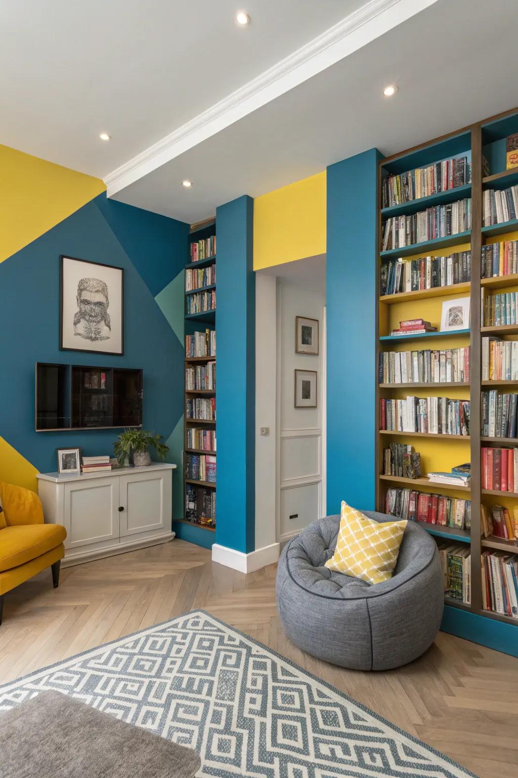 Dynamic color segments contribute energy and modernity to your library.