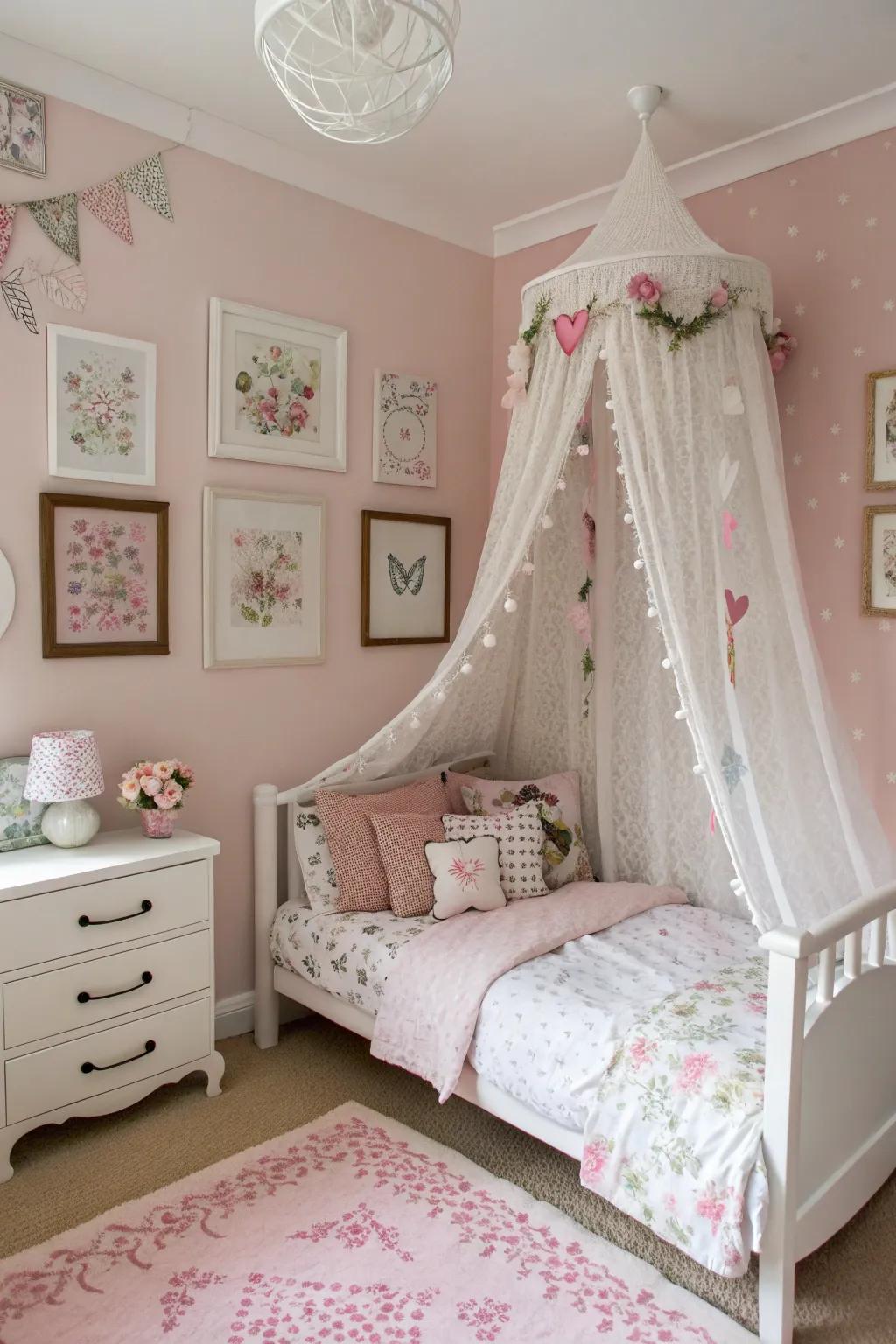 A gentle rose getaway ideal for a comfy and serene setting.