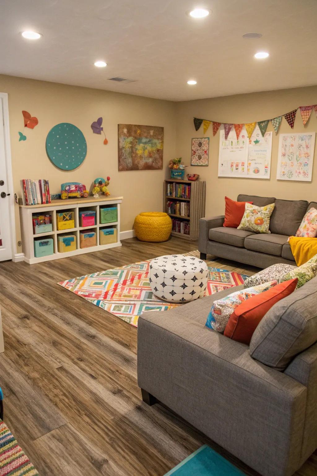 Vinyl plank flooring is equally practical and stylish, perfectly suited for dynamic households.