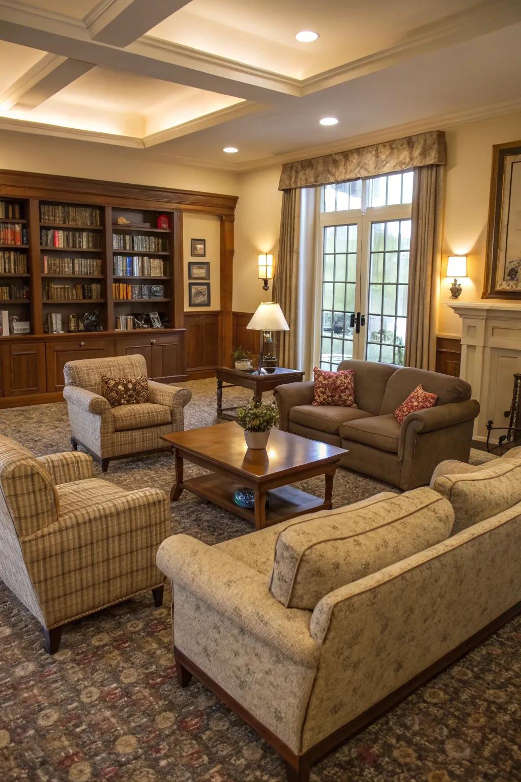 A seating layout that encourages conversation.