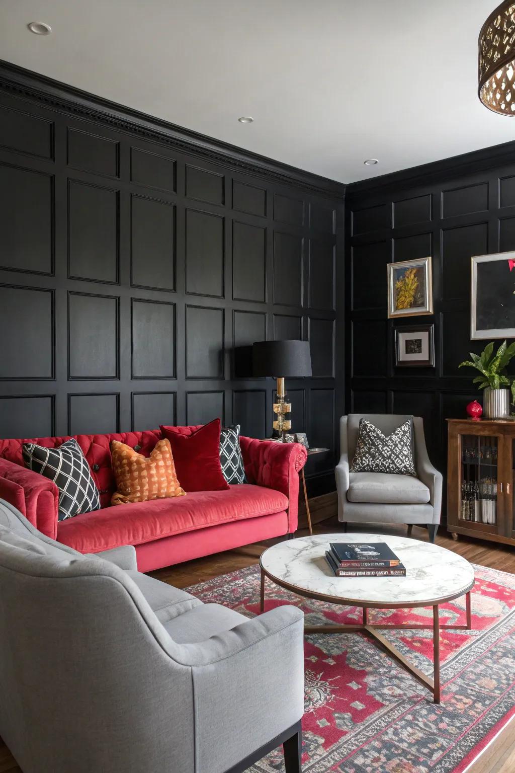 Striking black panels make a strong statement.