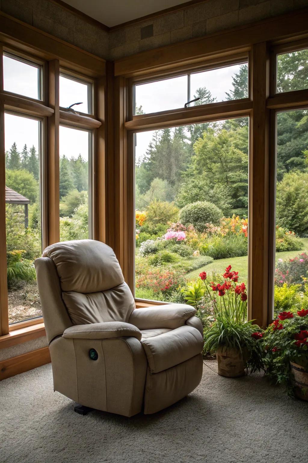 Unwind and enjoy the outdoor scenery from your comfortable recliner.