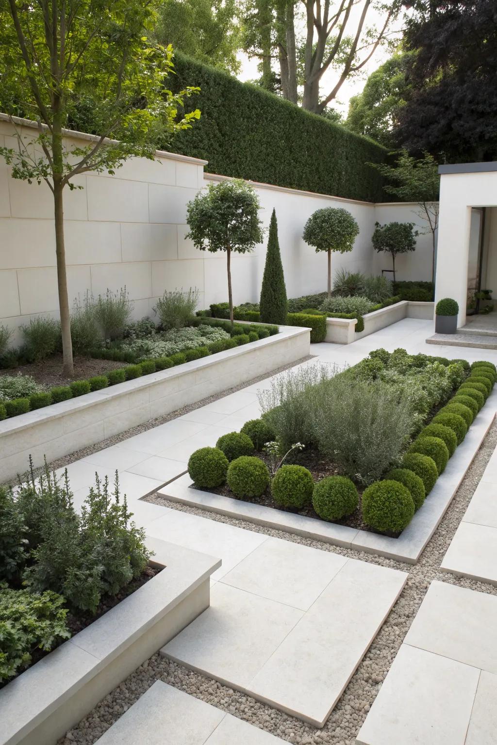A minimalist Portland garden showcasing simple lines and uncluttered beauty.