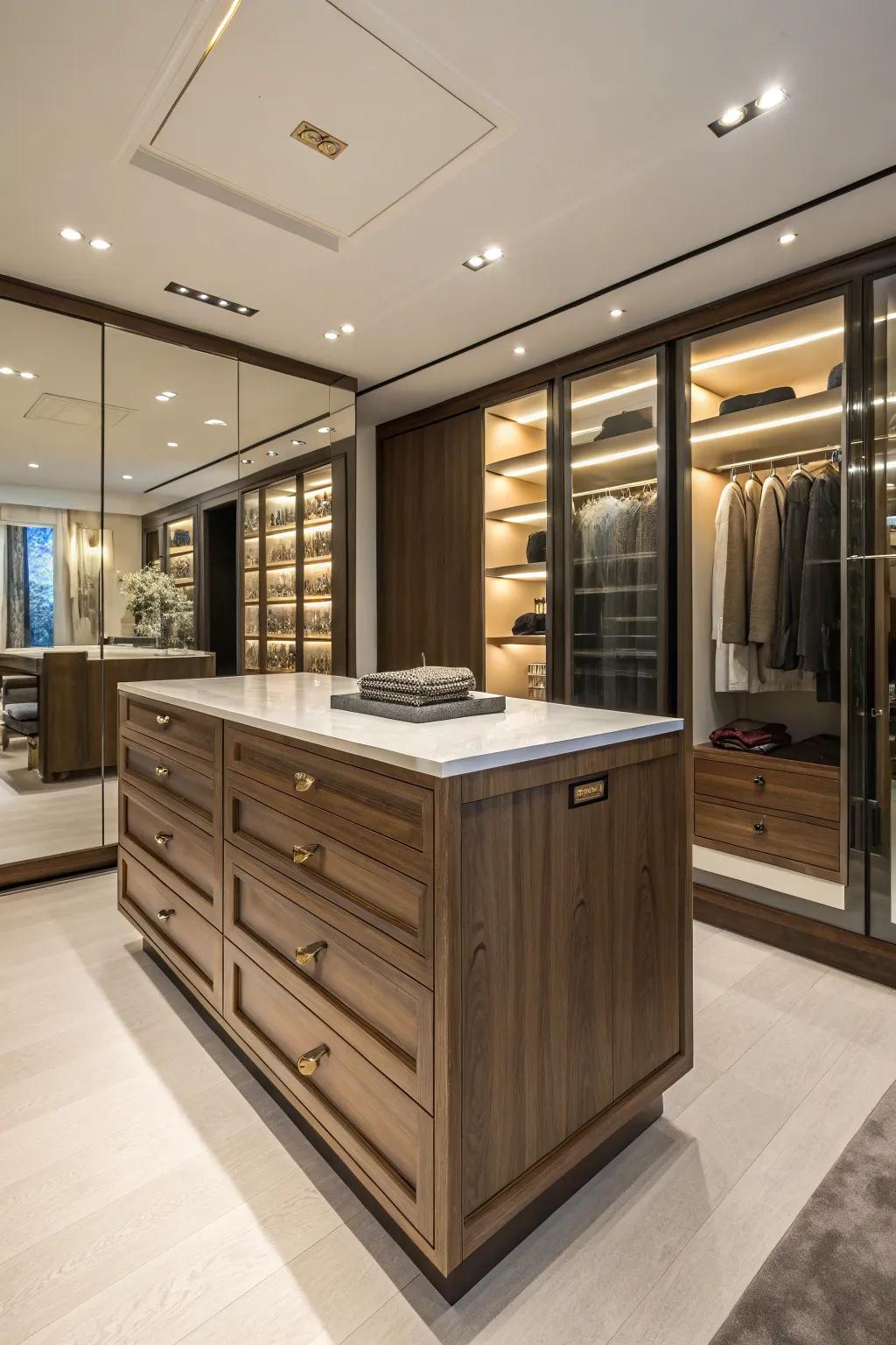 A central island featuring built-in storage for a functional accent.