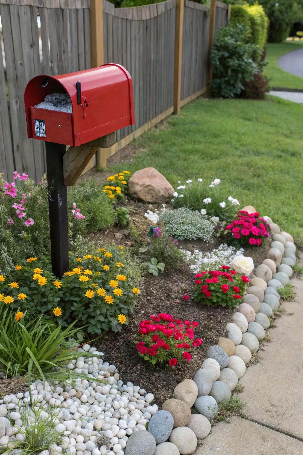 Bright flowers matched with ornamental granules for a vibrant appearance.