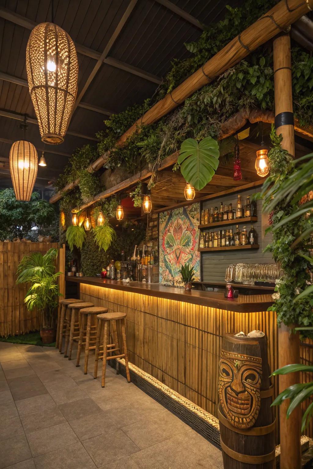 Turn your man cave into an enchanting tropical tiki getaway.
