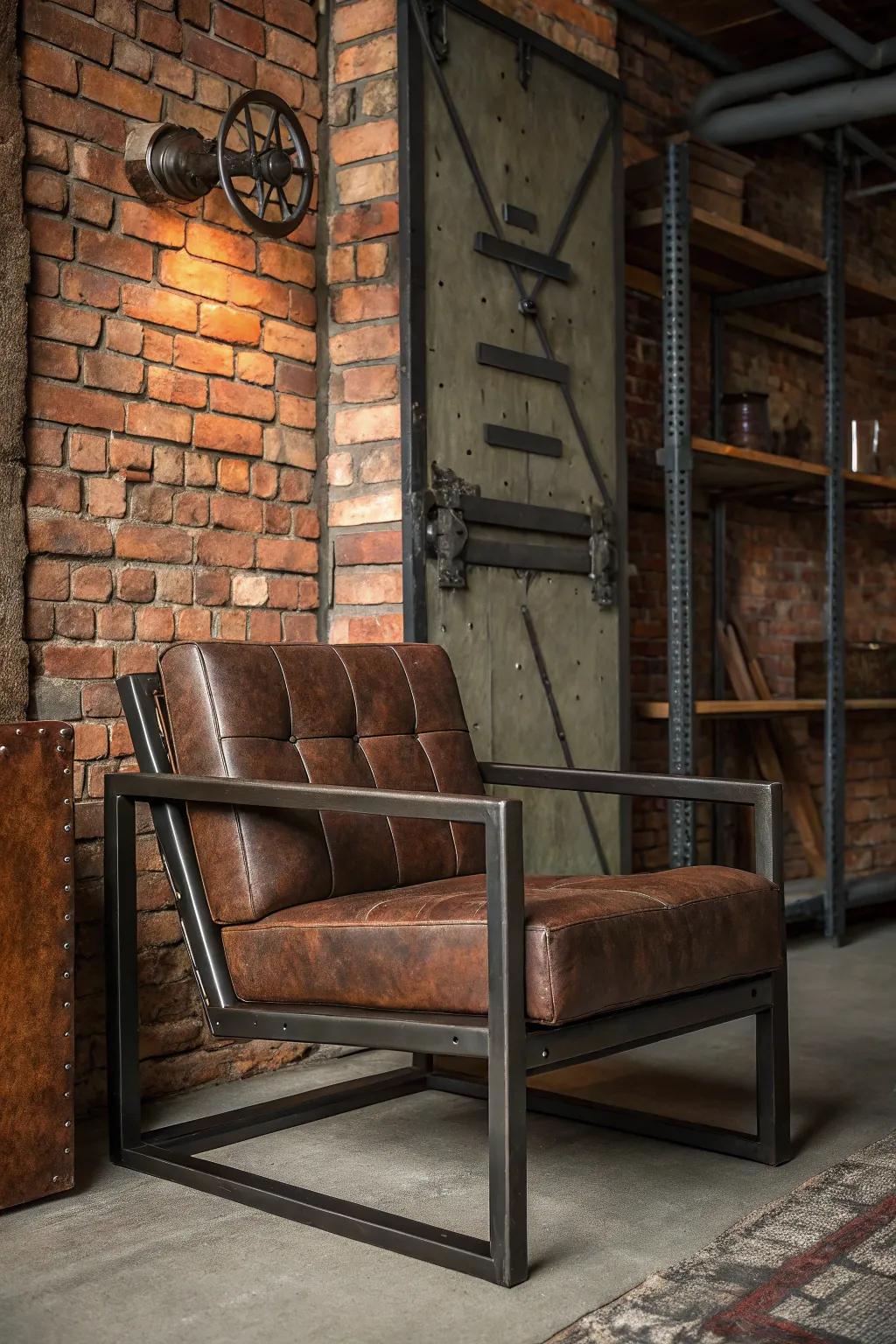 Introduce character with an factory-inspired relaxing chair.