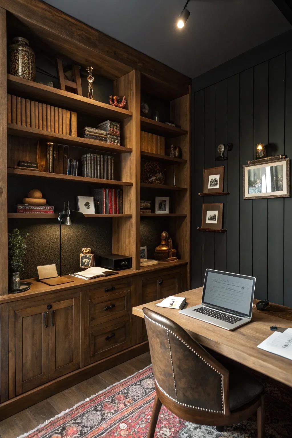 Lumber details add warmth and grace to the area.