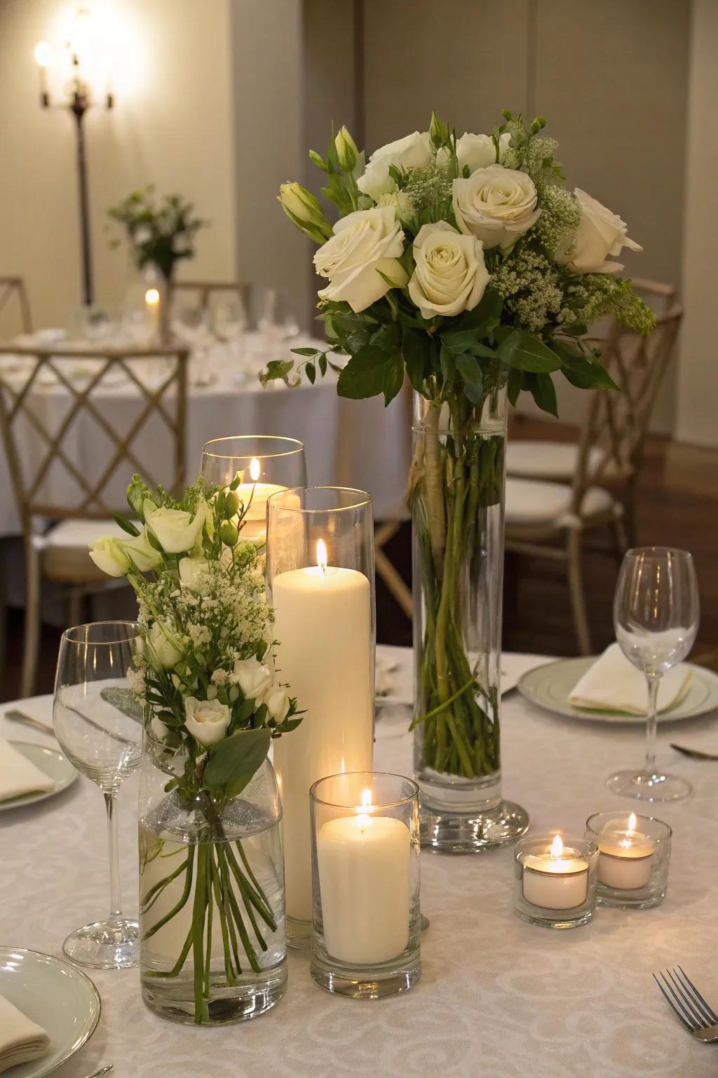 Refined glass and candlelight construct a welcoming and comforting ambiance.