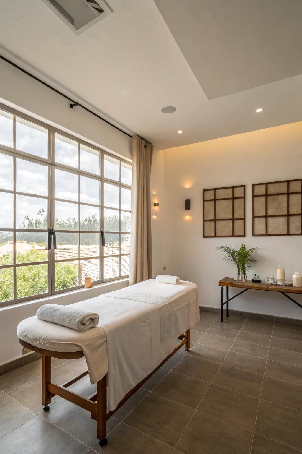 Minimalist decor boosts relaxation and expansiveness.