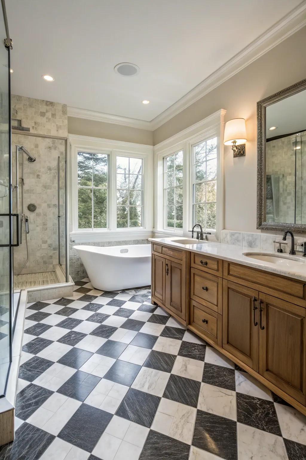 Checkerboard designs introduce playful refinement.