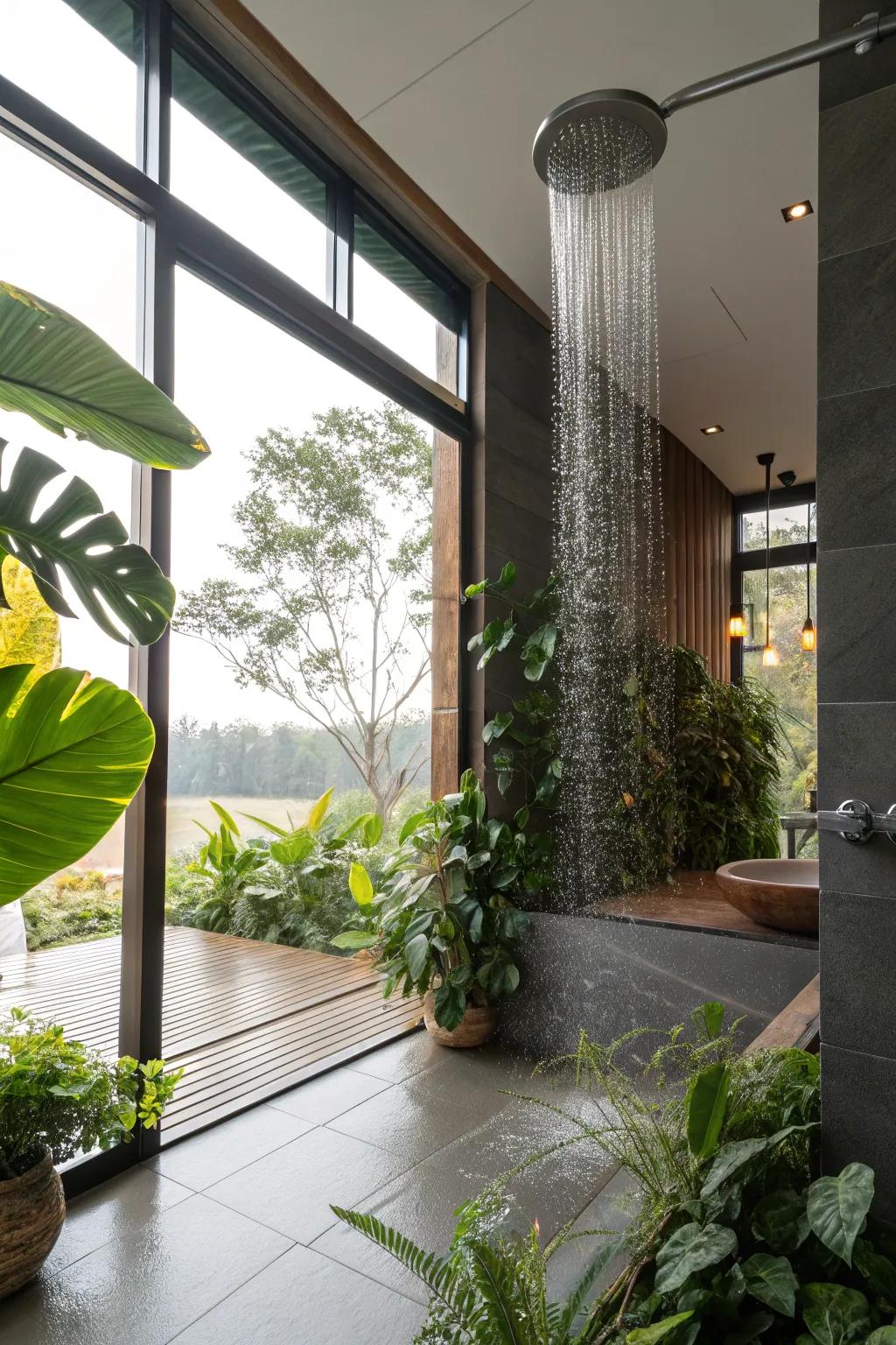 Sunlight infuses your shower space with warmth and vibrancy.