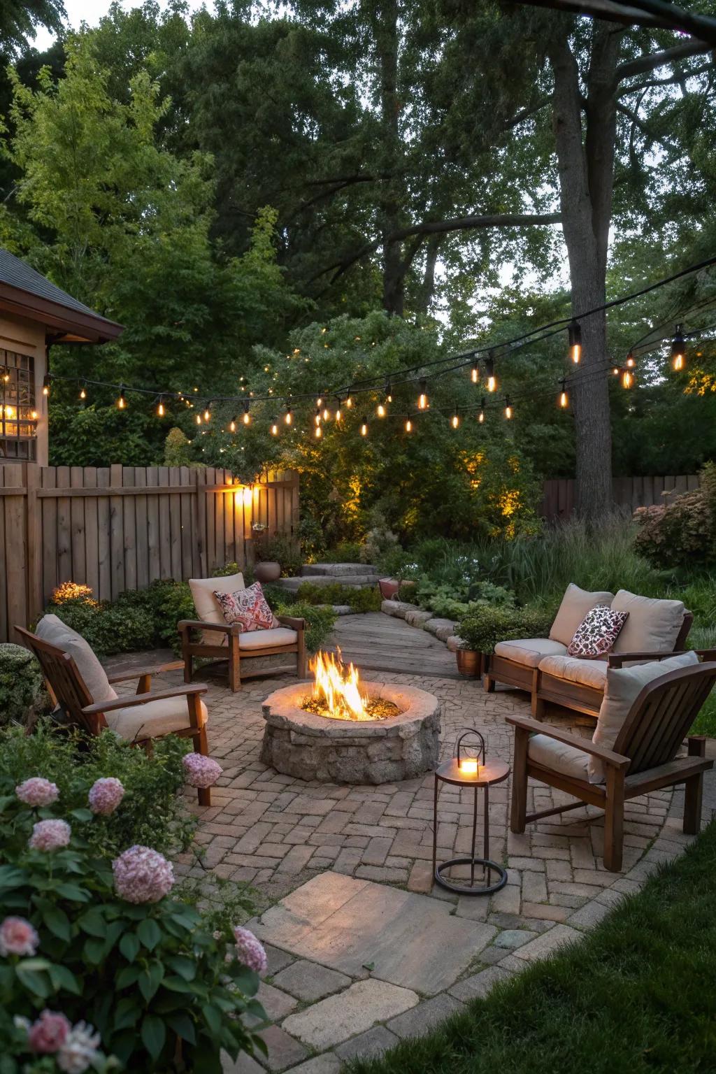 A fire pit can serve as the heart of your backyard, ideal for social events.