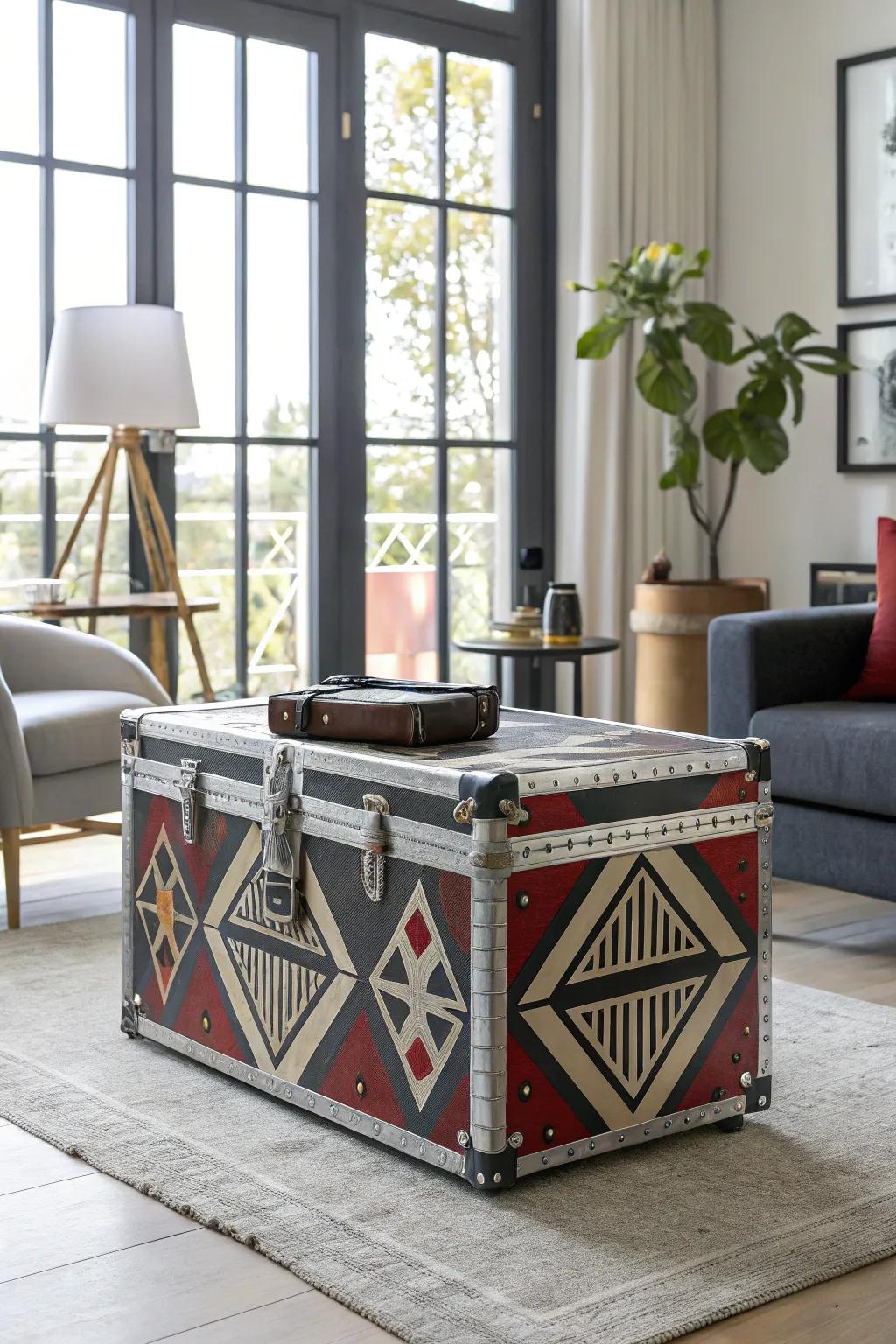 Shaped prints create a modern visual.