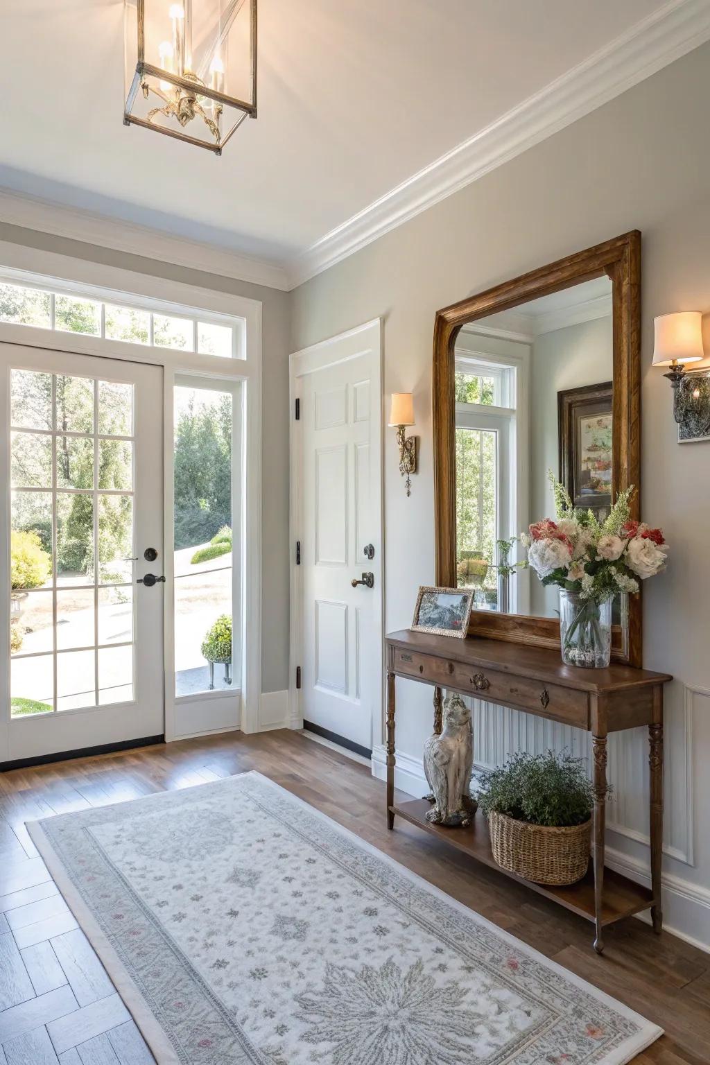 Reflectors can cause entrance halls to appear more pleasant and broad.