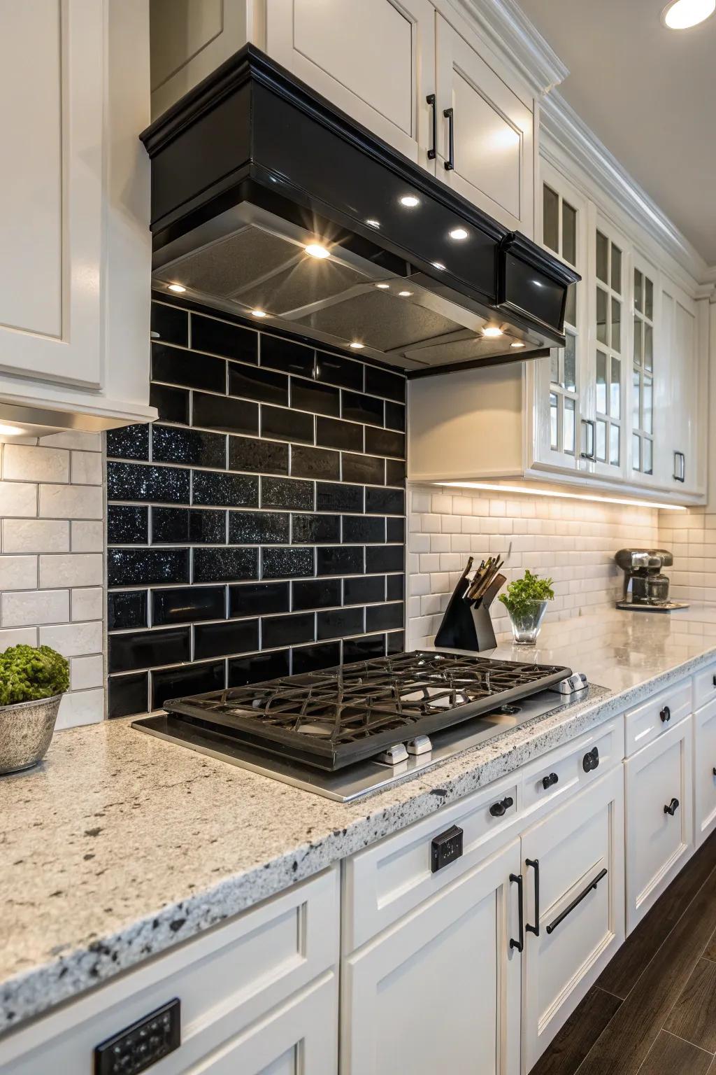 A radiant gloss finish bestows a sleek elegance upon this kitchen.