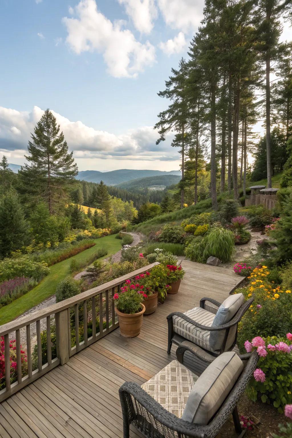A deck design that blends seamlessly with its indigenous surroundings.