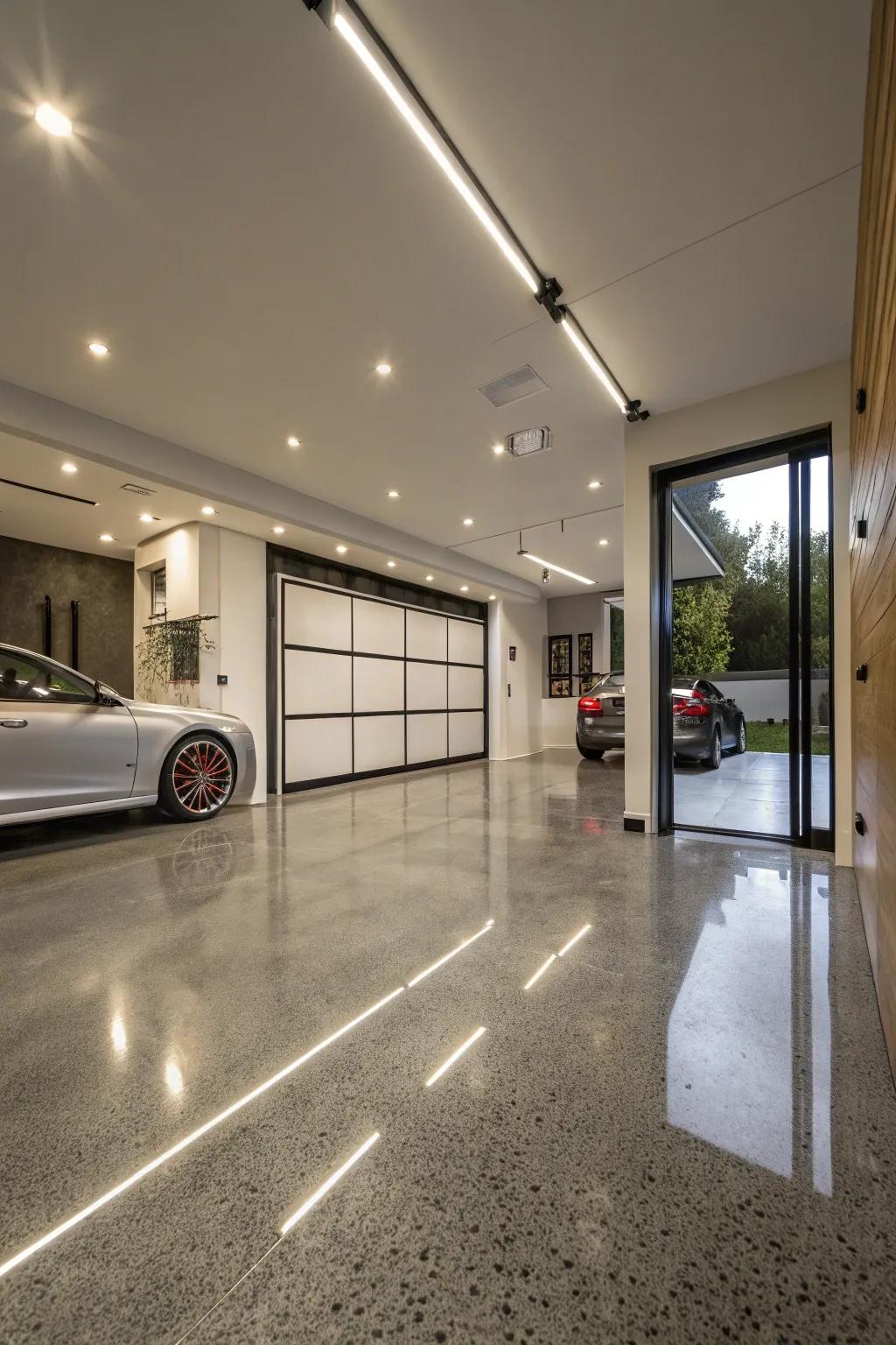 Elevate your garage with high-end materials and finishes.