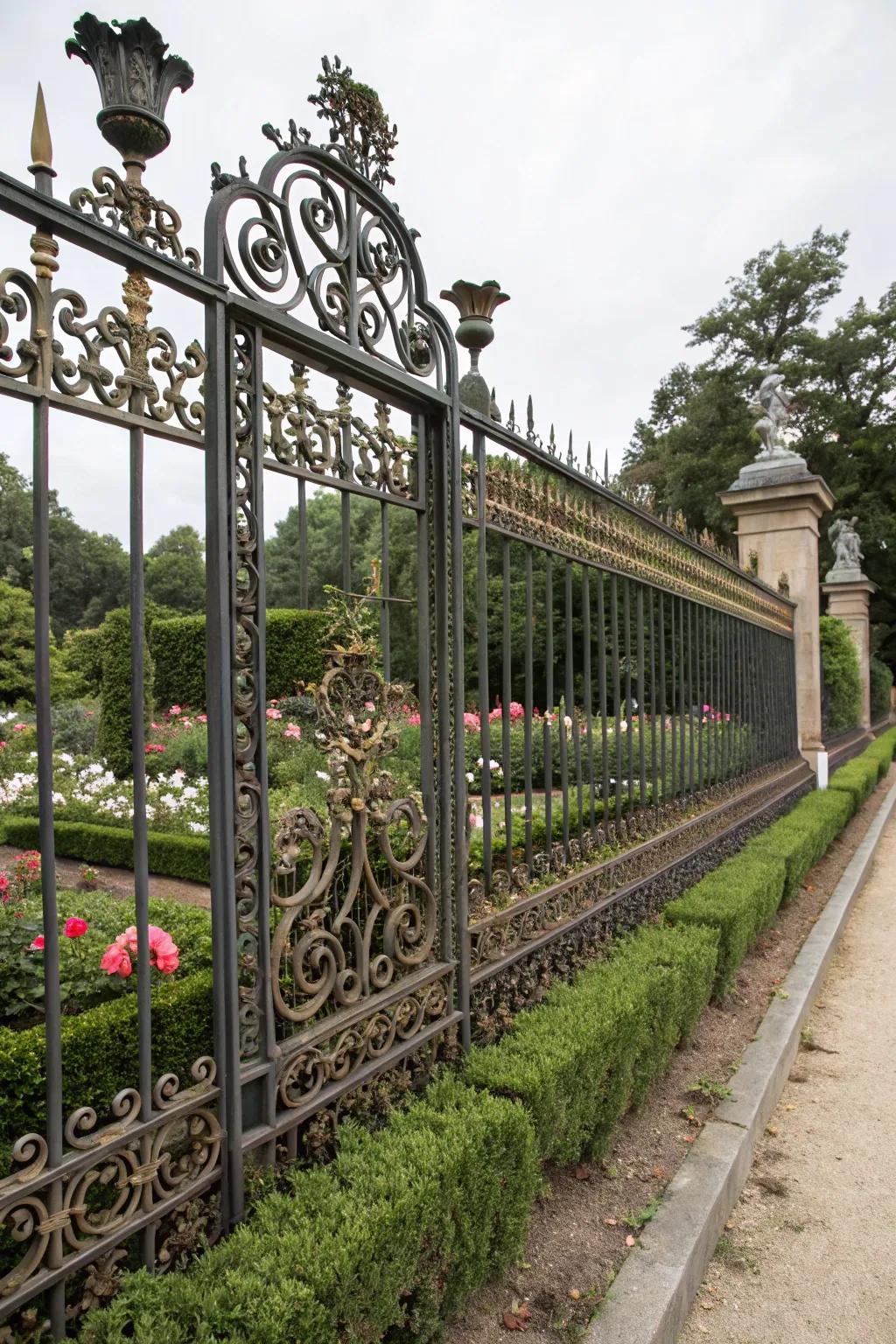 Ornate metal fences lend a timeless quality to any property.