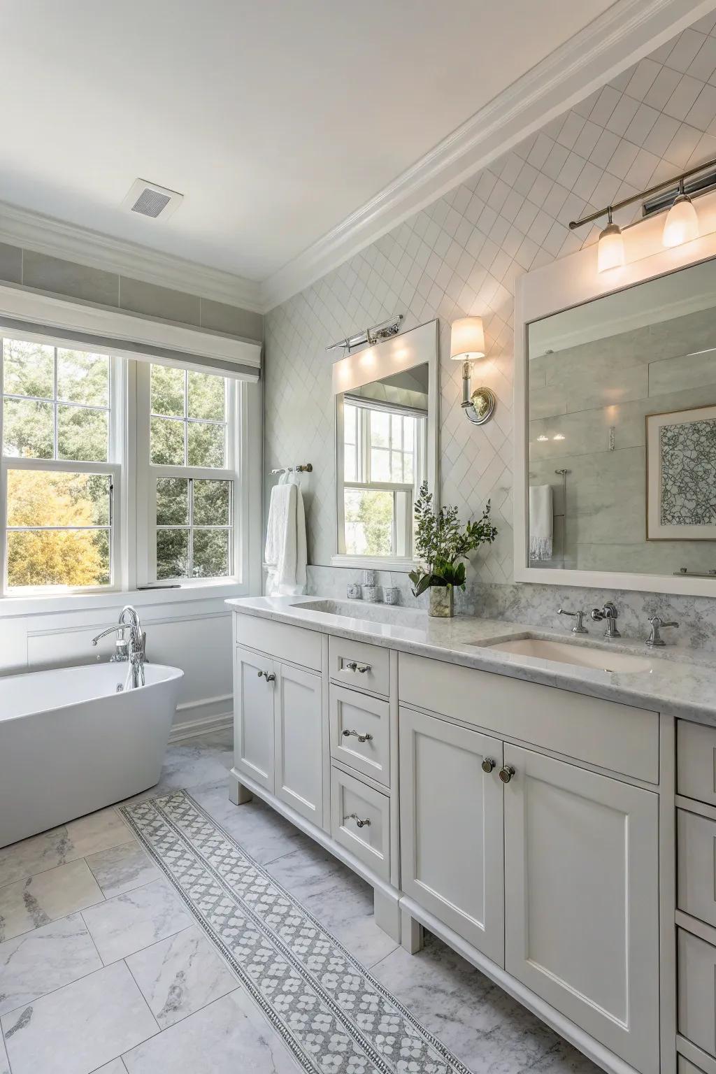 Soothing neutral hues establish a serene ambiance in this contemporary bathroom.