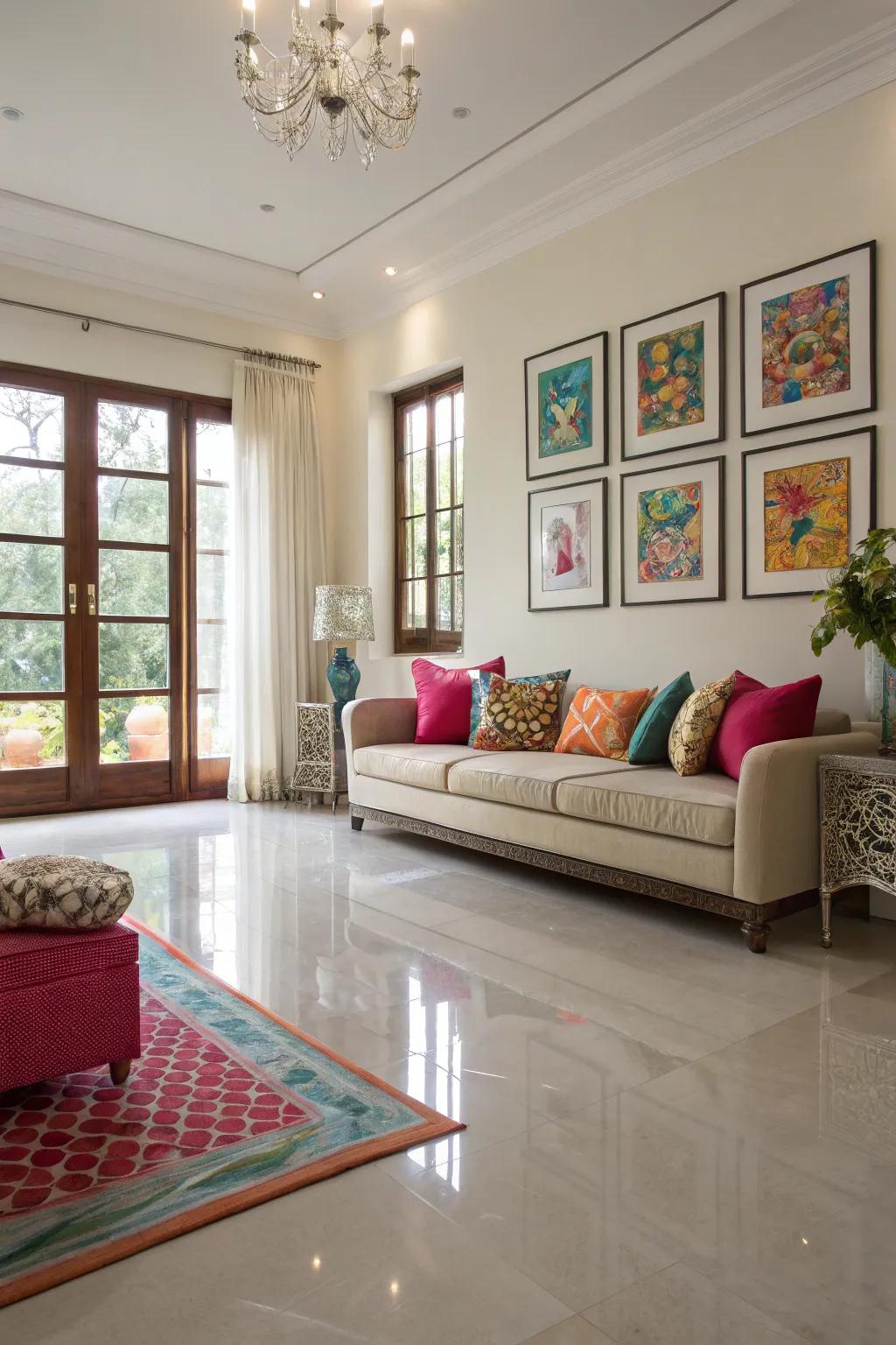 Adaptable and functional plastic flooring for daily life.