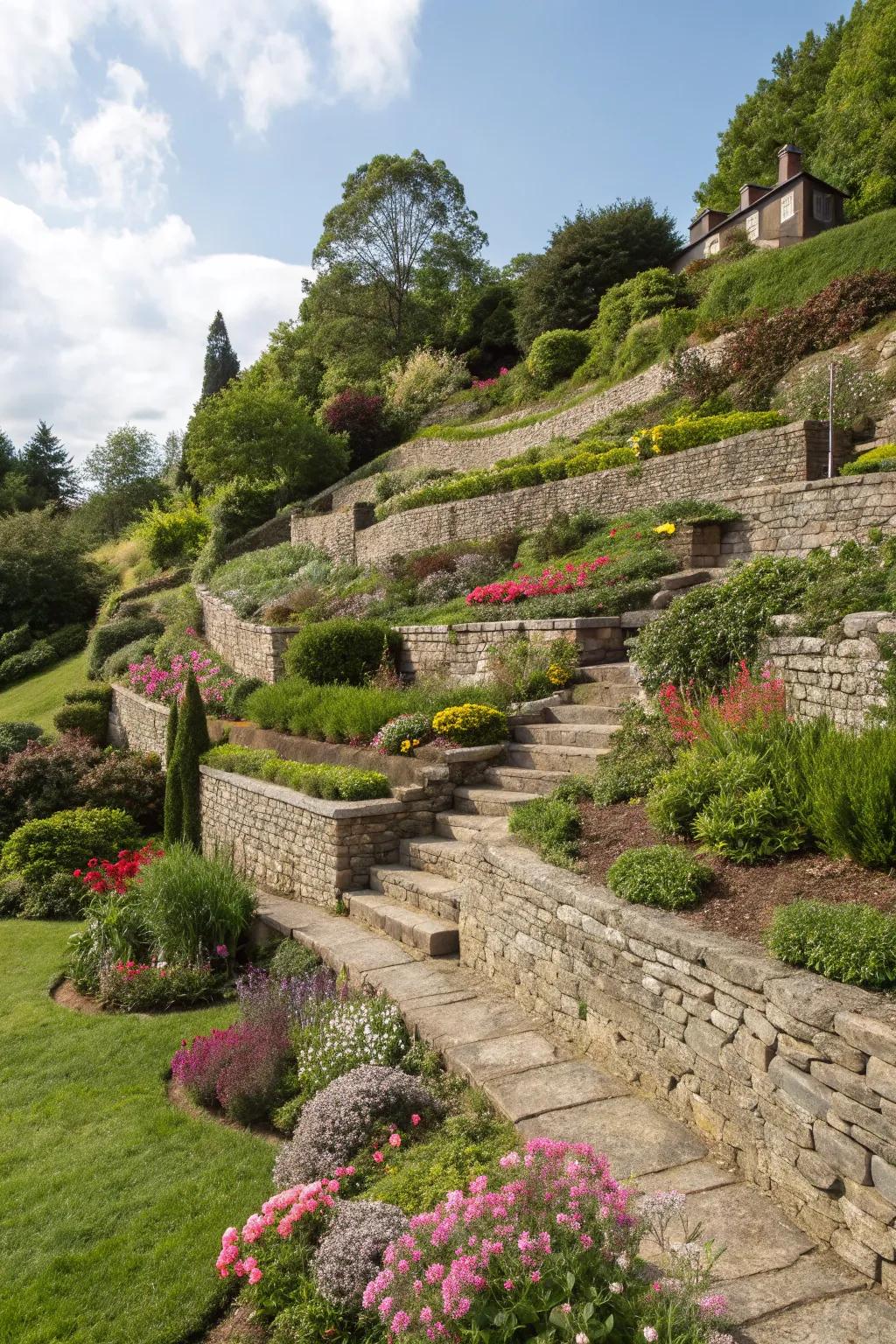 Tiered scenery contributes dimension and charm to your garden.