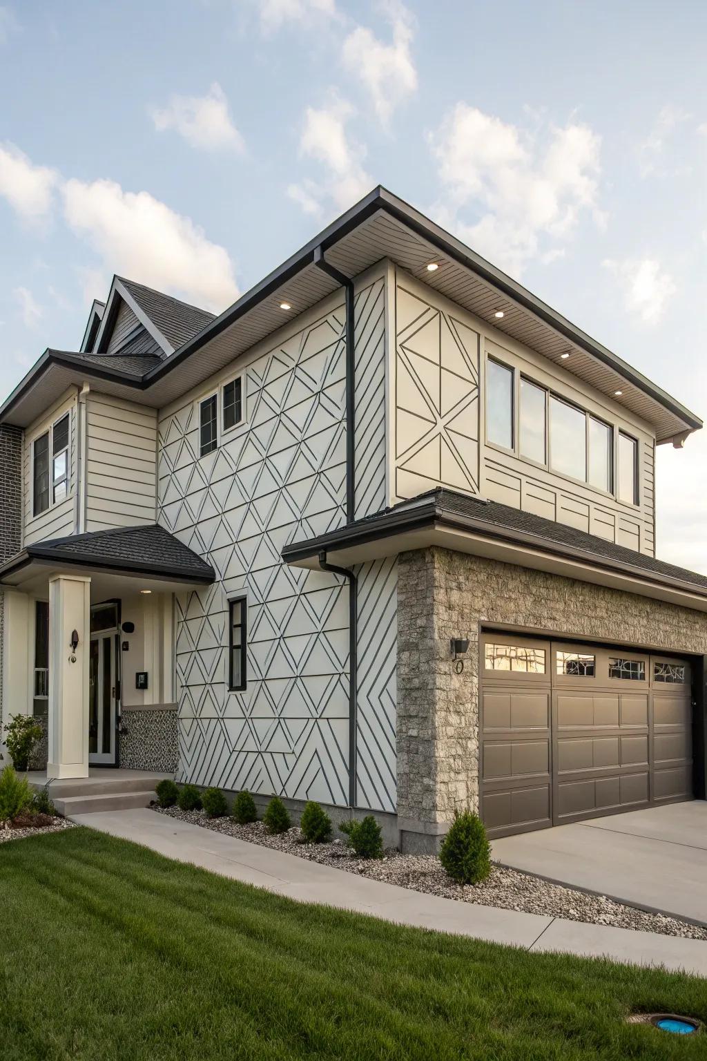 Geometric shapes introduce an element of modern sophistication.