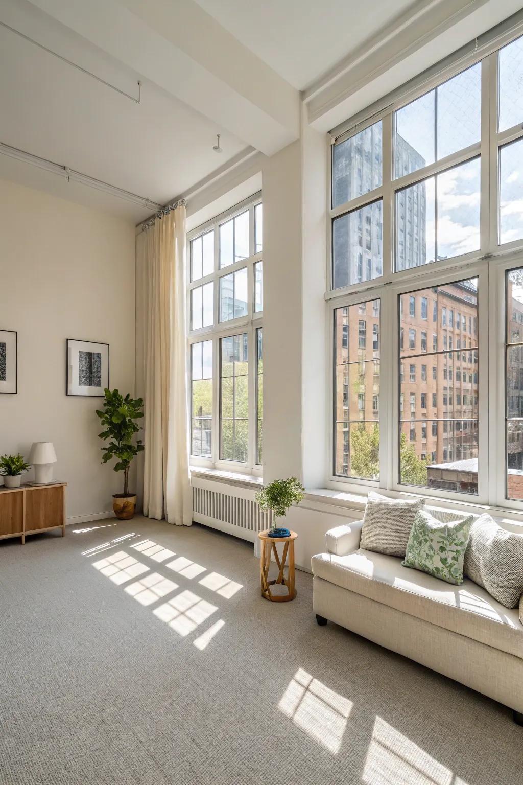 A bright studio with big windows and light walls that really make the most of natural light.