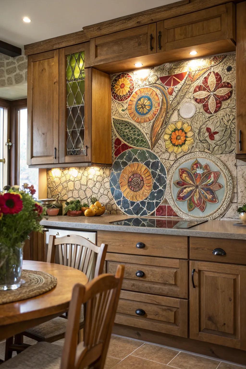 Pottery mosaics ensure both strength and flair in culinary spaces.