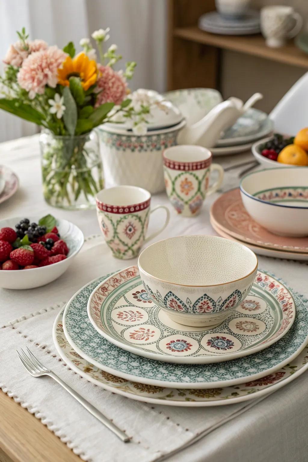 Refined elevated place compositions featuring complex designs.