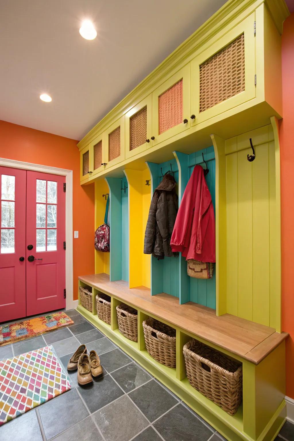 Add character to your mud room with a vibrant splash of color.